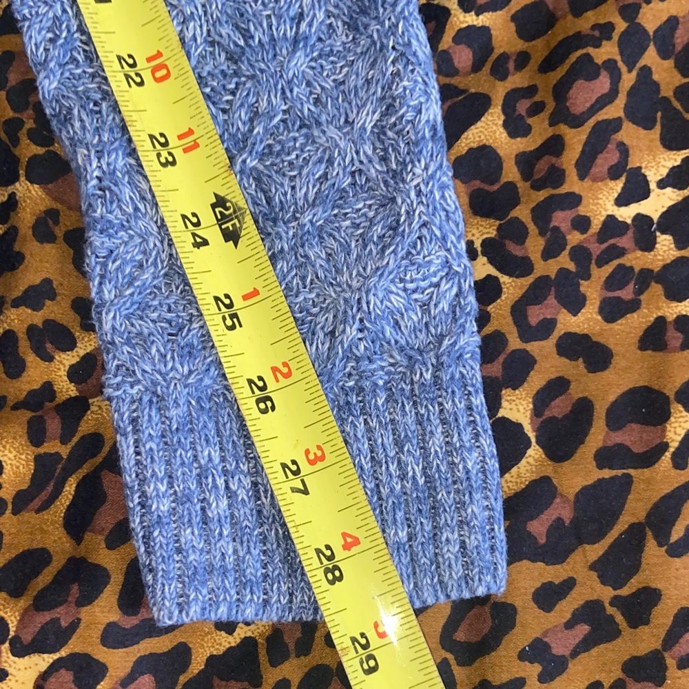 JEANNE PIERRE Light Blue Cable Knit Crewneck Sweater - Picture 6 of 10